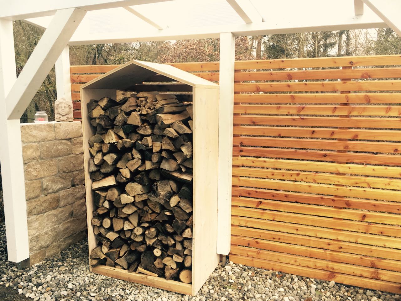 Dekorativer Holzunterstand für Brennholz - Holz Widmann - Meine Holzhandlung - Holz kaufen München