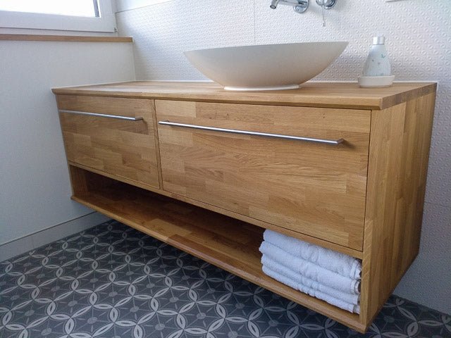 Handgefertigter Eichen Waschtisch mit schützendem Hartwachsöl - Holz Widmann - Meine Holzhandlung - Holz kaufen München