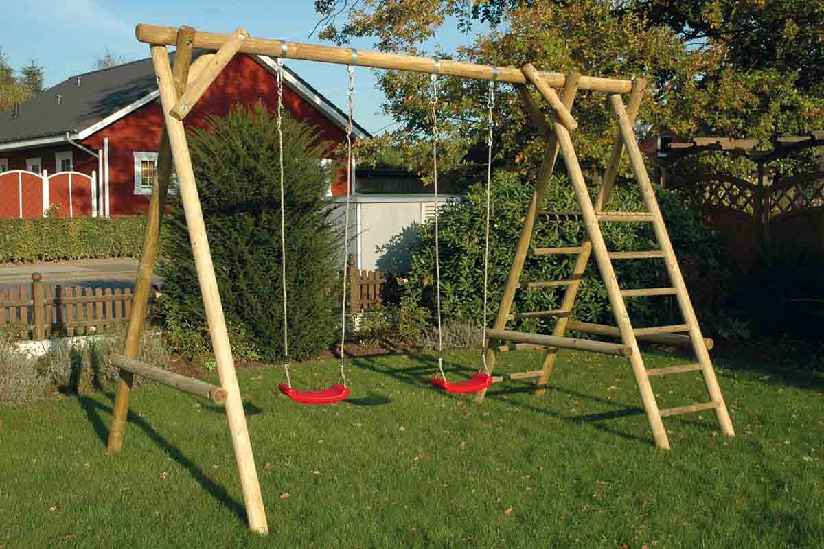 Doppelschaukel Analge mit 150cm hohem Podest - kaufen Meine Holzhandlung - Holz kaufen München