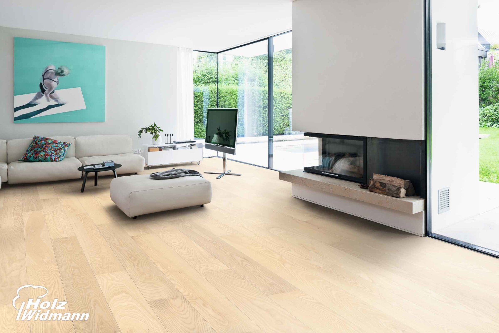 Landhausdiele Esche Exklusiv - lichtweiß lackiert - kaufen Meine Holzhandlung - Holz kaufen München