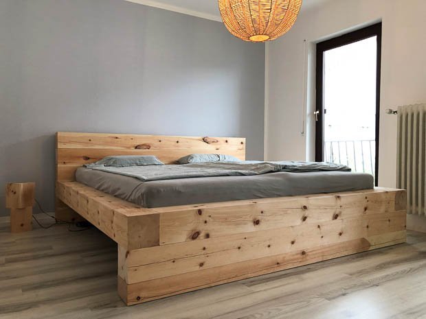 Zirbenbalken Bett - Natürliche Entspannung für erholsame Träume - Holz Widmann - Meine Holzhandlung - Holz kaufen München