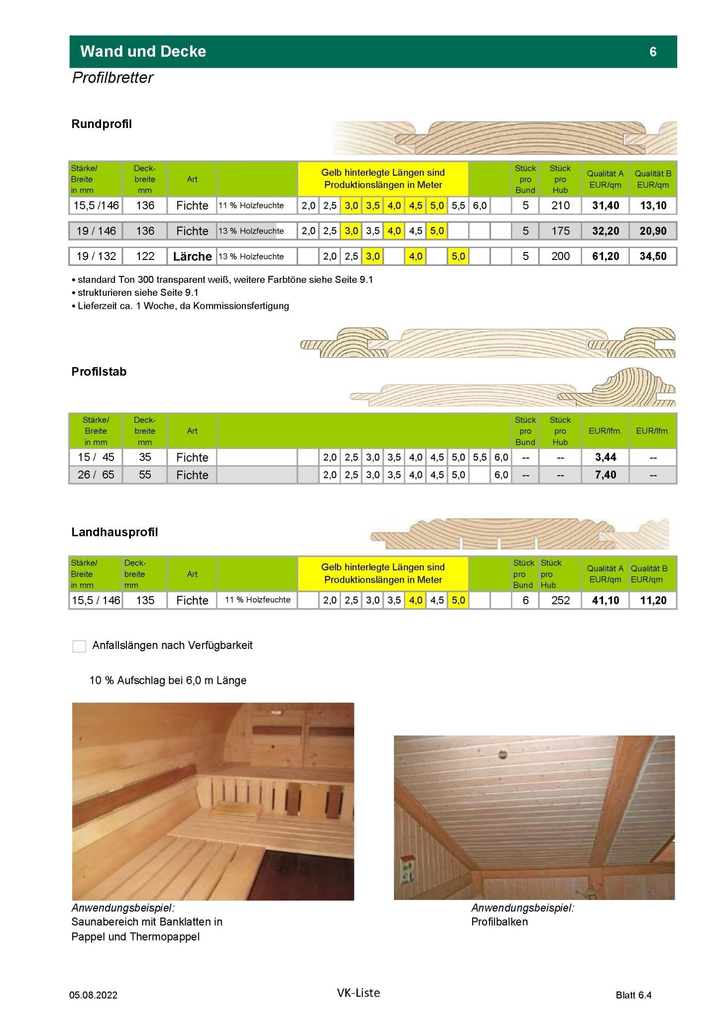 mehr Profilbretter - kaufen Meine Holzhandlung - Holz kaufen München